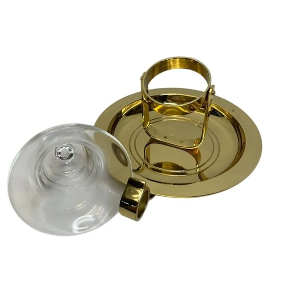 Polished Brass Chamberstick Candle Holder Wall Sconce with Glass Hurricane Shade - Picture 5 of 7